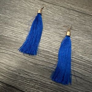 Long fringe tassel earrings Royal Blue